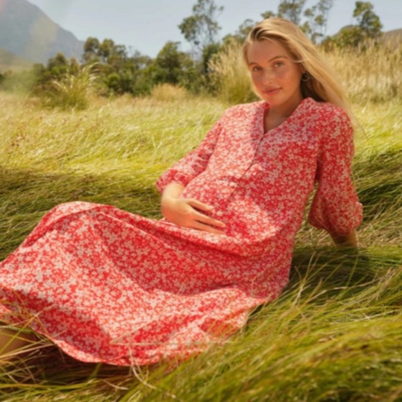 Hatch The Nines Red Floral Maxi Dress Size Small EUC - Picture 2 of 7